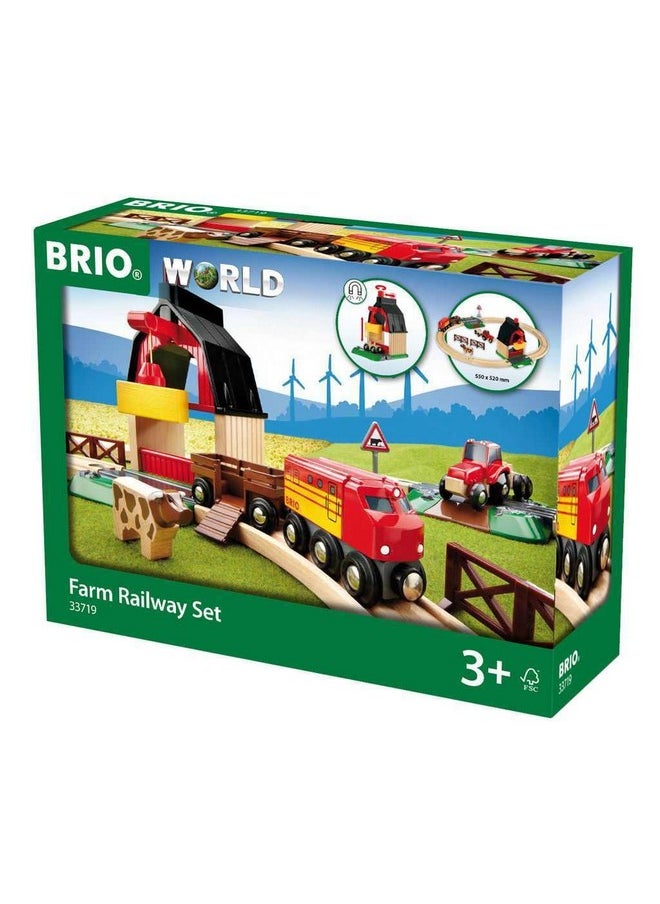 BRIO 33719 Farm Railway Playset - Interactive Toy Train Set for Kids | FSC-Certified Wood | Expandable Tracks | Promotes Skill Development