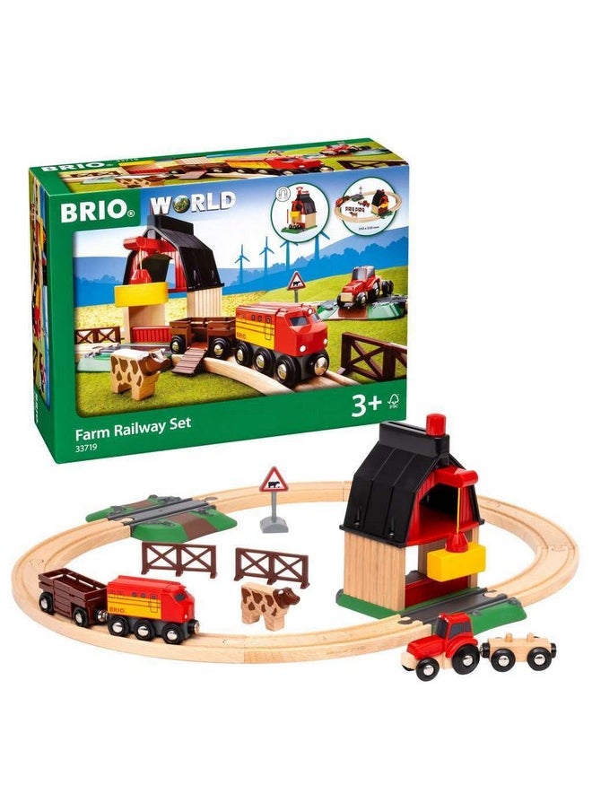 BRIO 33719 Farm Railway Playset - Interactive Toy Train Set for Kids | FSC-Certified Wood | Expandable Tracks | Promotes Skill Development