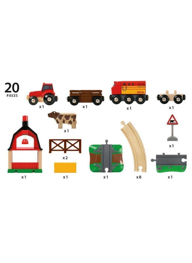 BRIO 33719 Farm Railway Playset - Interactive Toy Train Set for Kids | FSC-Certified Wood | Expandable Tracks | Promotes Skill Development