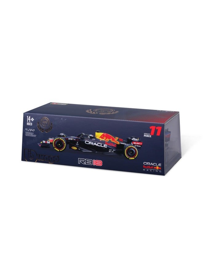 Bburago Metal 1/24 Scale Model Compatible With Oracle Red Bul Replica Miniature Racing Rb18# 11 Compatible With Sergio Perez Replica 2022 (Blue) Formula 1 Scale Model