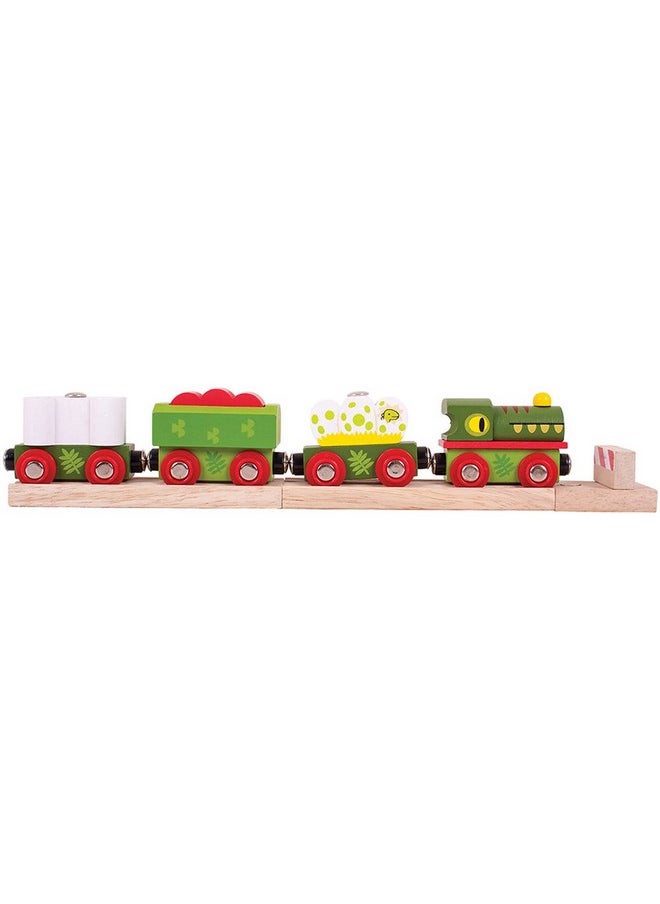 Bigjigs Rail Wooden Dinosaur Railway Engine and Train Cars
