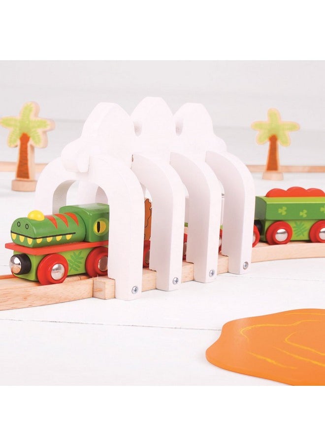 Bigjigs Rail Wooden Dinosaur Railway Engine and Train Cars