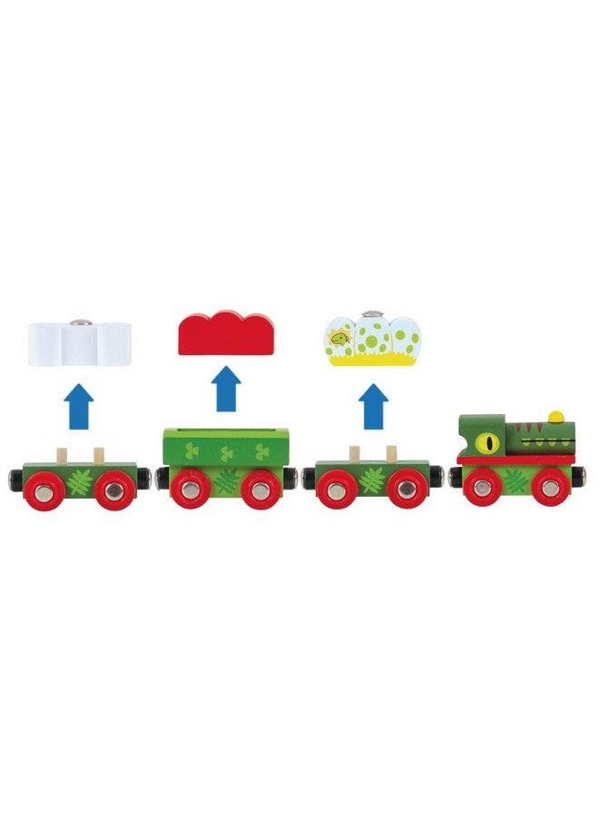 Bigjigs Rail Wooden Dinosaur Railway Engine and Train Cars