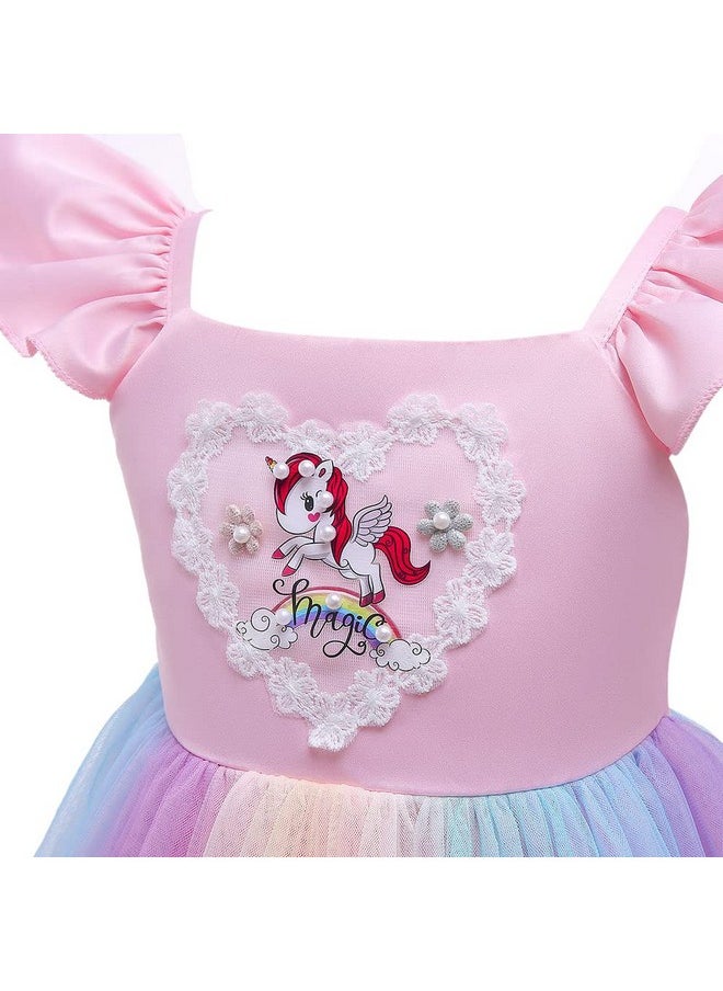 Hopscotch Girls Polyester Animal Print Party Knee-Length Dress In Pink Color For Ages 7-8 Years (Srs-4131794)