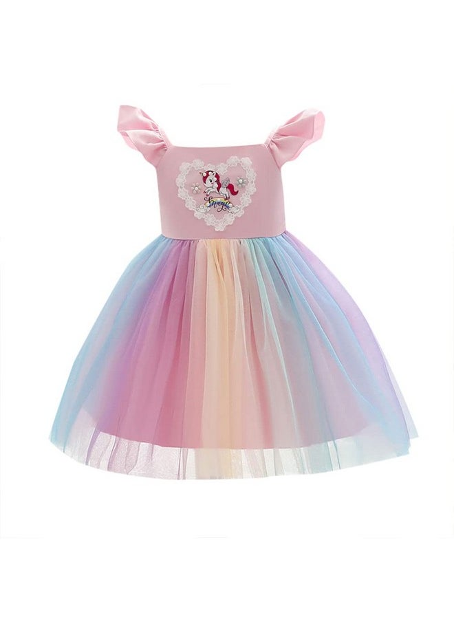 Hopscotch Girls Polyester Animal Print Party Knee-Length Dress In Pink Color For Ages 7-8 Years (Srs-4131794)