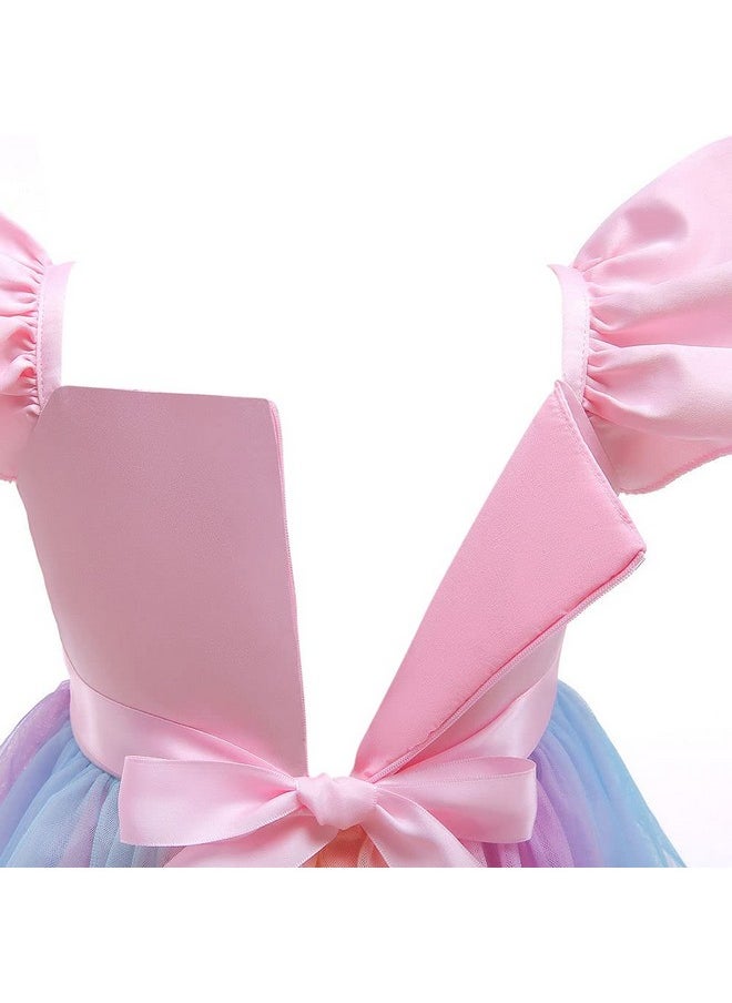 Hopscotch Girls Polyester Animal Print Party Knee-Length Dress In Pink Color For Ages 7-8 Years (Srs-4131794)