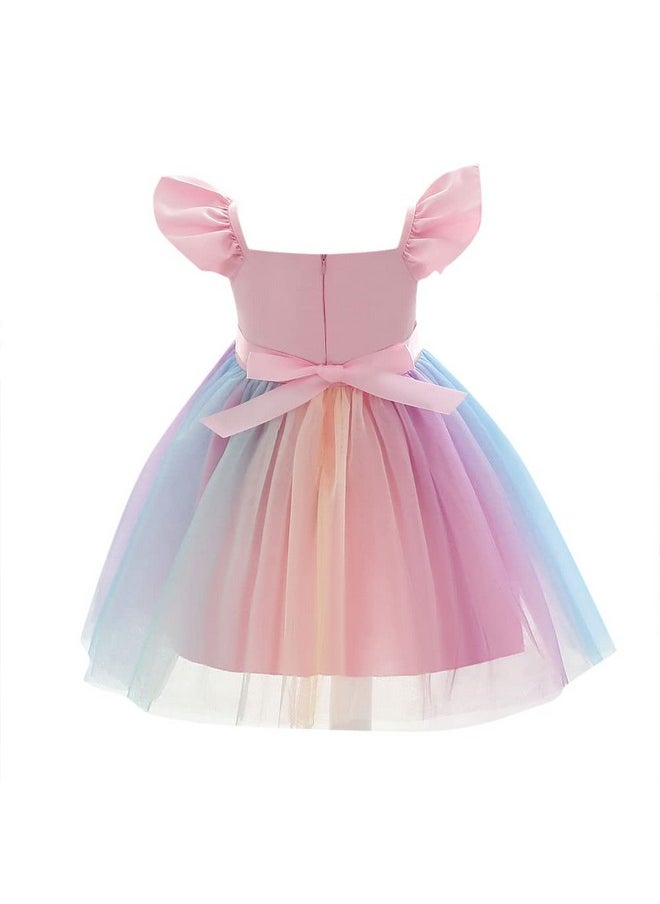 Hopscotch Girls Polyester Animal Print Party Knee-Length Dress In Pink Color For Ages 7-8 Years (Srs-4131794)