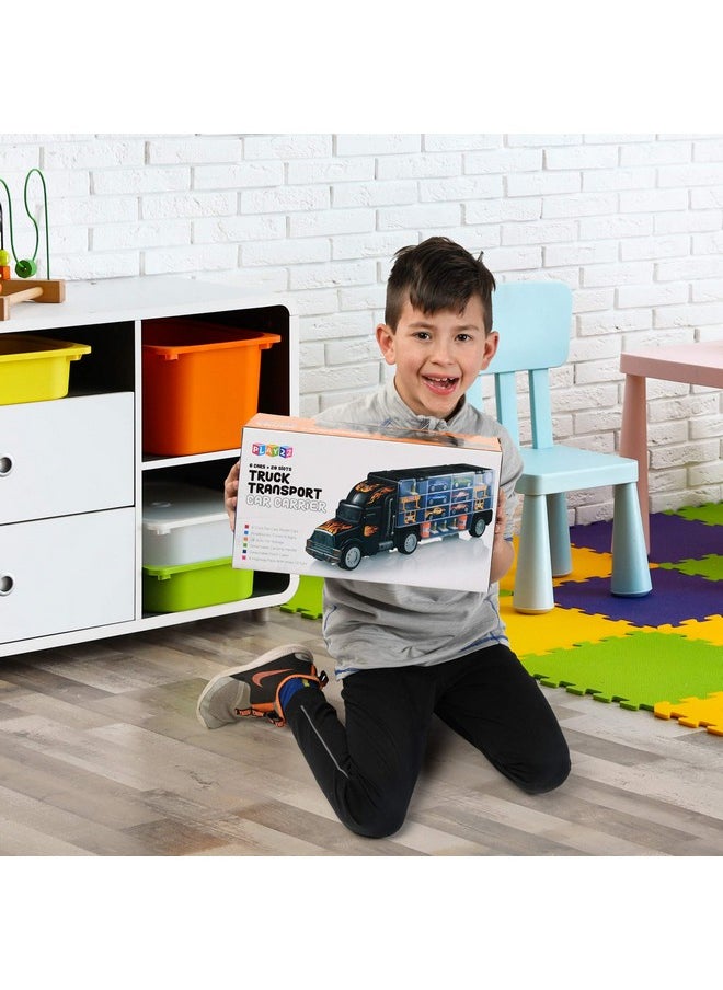 Play22 Semi Truck Toys for Boys Ages 3-5 - 17 in 1 Kids Toys Truck Transport Car Carrier with 6 Cars, 11 Accessories, Birthday Gifts Toys for 3 Year Old Boys, Toddler Boy Toys