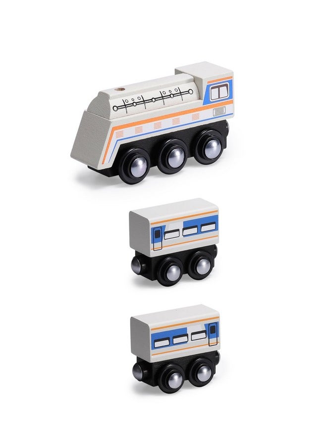 SainSmart Jr. 9 Pcs Wooden Train Set Magnetic Train Toys for Toddlers Kids Engine Vehicles Toy Train Cars for Boys Girls Compatible with Train Tracks