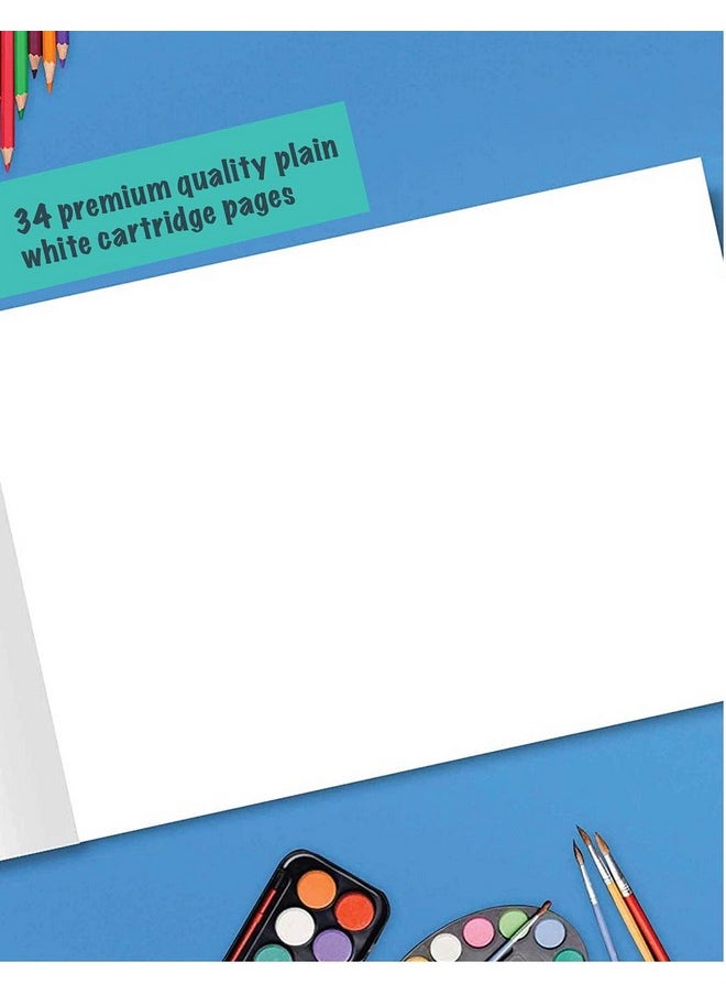 Jumbo Drawing Book for Kids, Artists | Big Plain Sketch Pad for Artists, Children, Students | 34 White Blank Unruled Pages | 37 x 27 cm | Soft Cover | Sketching, Colouring, Painting | Set of 3