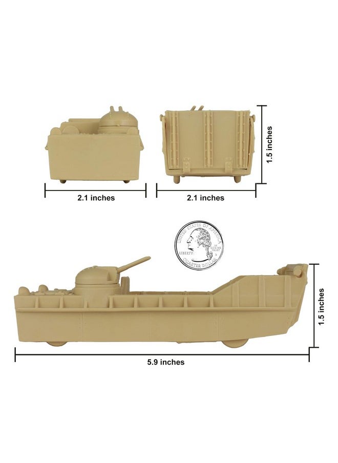 BMC Classic Marx Landing Craft - 4pc Tan vs. OD Green Plastic Army Men Vehicles