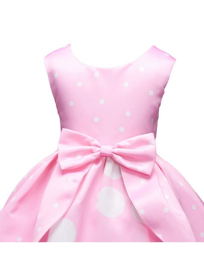 Hopscotch Girls Sleeveless Polka Dot Print Party Dress in Pink Color for Ages 6-7 Years