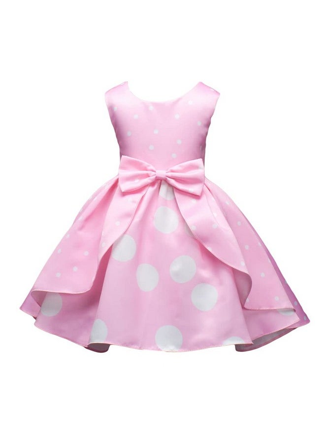 Hopscotch Girls Sleeveless Polka Dot Print Party Dress in Pink Color for Ages 6-7 Years