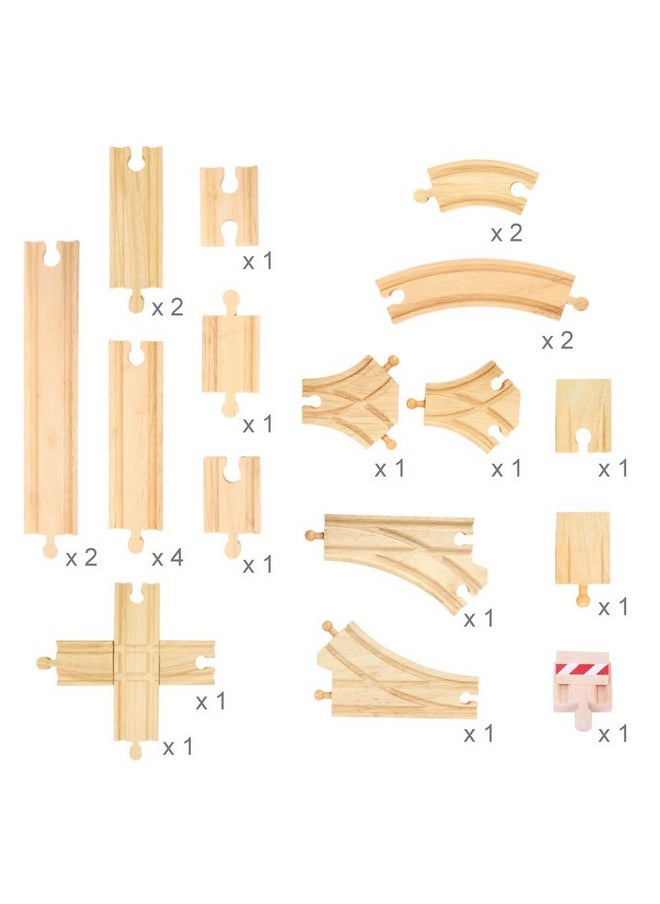 Bigjigs Rail Low Level Train Track Expansion Pack - 25pc Wooden Train Track for Train Sets , Quality Bigjigs Train Accessories , Compatible with most major Wooden Railway Brands
