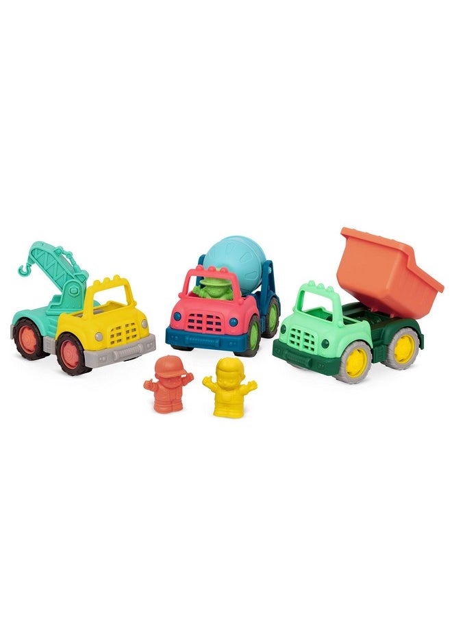 Battat- Wonder Wheels- Set Of 3 Mini Toy Trucks For Kids, Toddlers - Dump Truck, Cement Truck, Tow Truck - Recyclable Materials- Mini Toy Characters- Construction- 1 year +