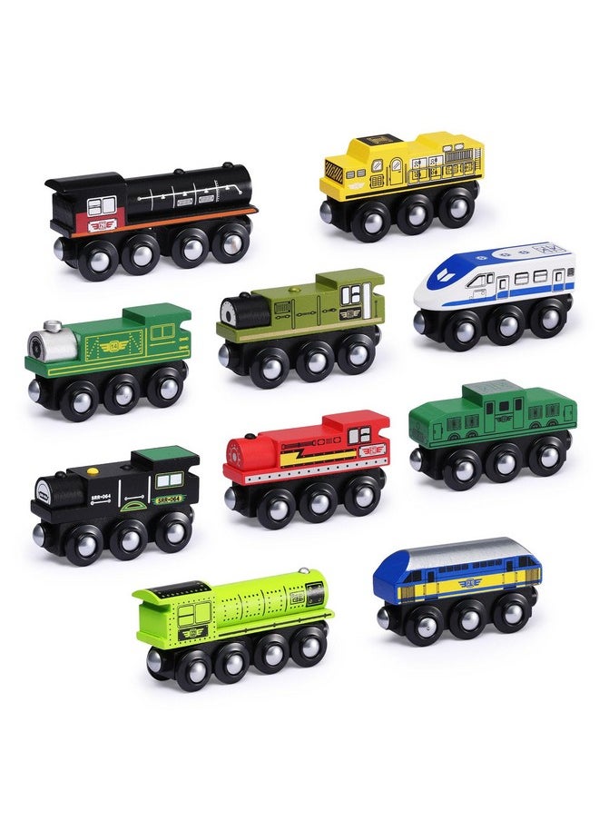 SainSmart Jr. Wooden Train Set Accessories, Magnetic Toy Car Set (10 PCS), Compatible with All Major Brands, Gift for Toddlers, Boys, and Girls Aged 3+