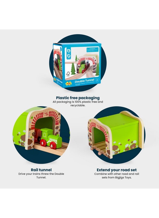 Bigjigs Rail, Double Tunnel, Wooden Toys, Train Set, Train Tunnel, Wooden Train Track Accessories, Bigjigs Accessories, Train Toys, Train Tunnel For Kids