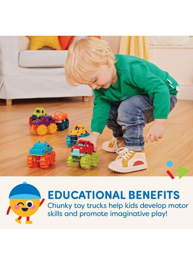 Battat - Plastic Toy Cars - 6-Pack & Storage Bag - Colorful Toddler Trucks - Easy To Clean - 2 Years + - Mini Monster Trucks