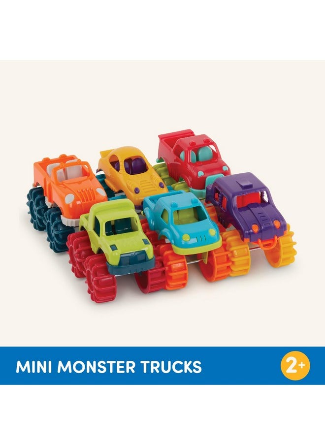 Battat - Plastic Toy Cars - 6-Pack & Storage Bag - Colorful Toddler Trucks - Easy To Clean - 2 Years + - Mini Monster Trucks