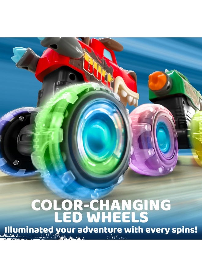 JOYIN 3 Pack Monster Truck Toy - Motion Activated Light-Up Cars for Toddlers - Monster Treads Lightning Wheels - Baby Toy Present - Press & Go Cars for Boys Girls