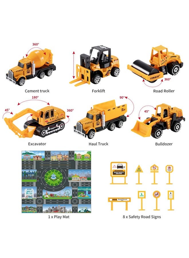 Toddler Toys for 3-9 Years Old Boys, Construction Toys Car Transport Vehicle W/Play Mat, Die-cast Alloy Engineering Vehicle Gifts for Age 3 4 5 6 Kids Child Boys Girls Birthday Party Favor