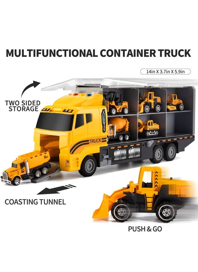 Toddler Toys for 3-9 Years Old Boys, Construction Toys Car Transport Vehicle W/Play Mat, Die-cast Alloy Engineering Vehicle Gifts for Age 3 4 5 6 Kids Child Boys Girls Birthday Party Favor