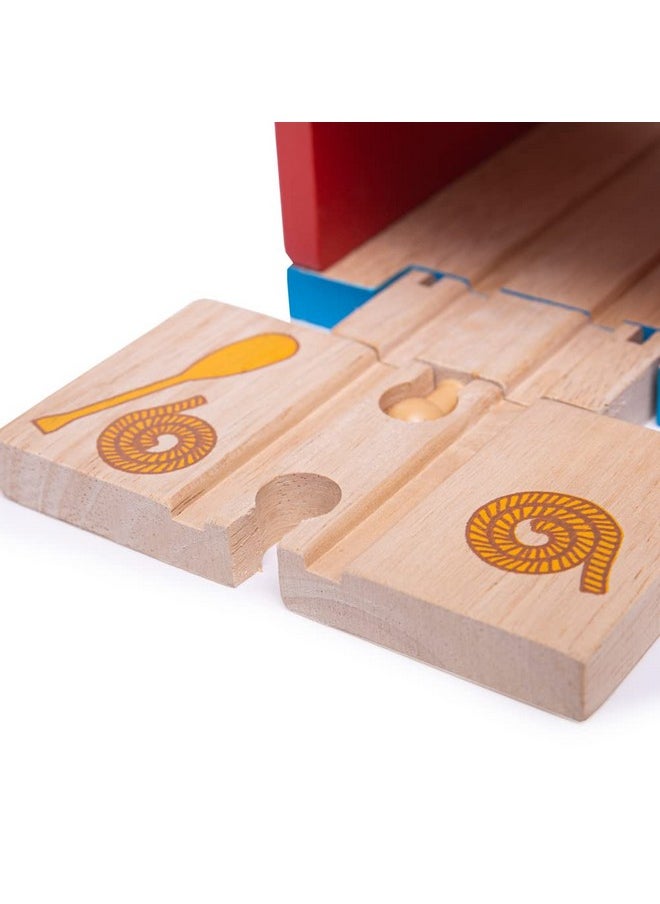 Bigjigs Rail Wooden Pirate Ship Galleon - Pirate Accessories for Wooden Train Sets, Bigjigs Train Accessories, Pirate Ship Toys for Kids, Wooden Toys for 3 4 5 Year Olds