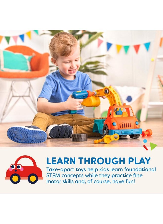 Battat- Wonder Wheels- Take-Apart Crane Truck - Toy Crane Truck With Drill For Kids - STEM Toy- Developmental Toy - 3 Years +