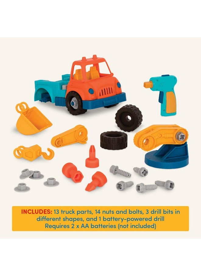 Battat- Wonder Wheels- Take-Apart Crane Truck - Toy Crane Truck With Drill For Kids - STEM Toy- Developmental Toy - 3 Years +