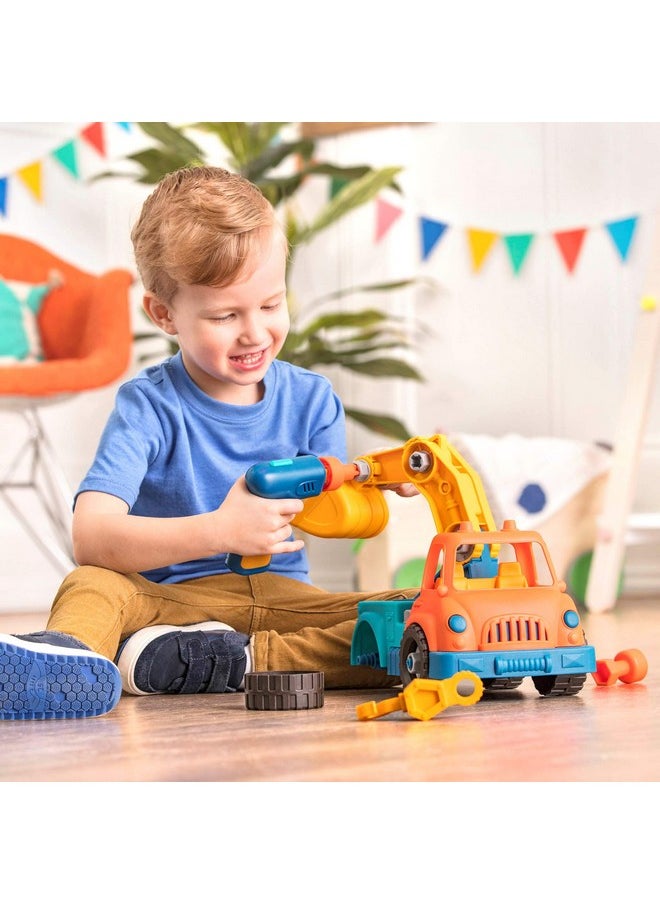 Battat- Wonder Wheels- Take-Apart Crane Truck - Toy Crane Truck With Drill For Kids - STEM Toy- Developmental Toy - 3 Years +