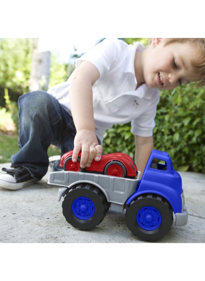 Green Toys Flat Bed Truck Blue/Grey & Race Car Red, 12 months - 6 years