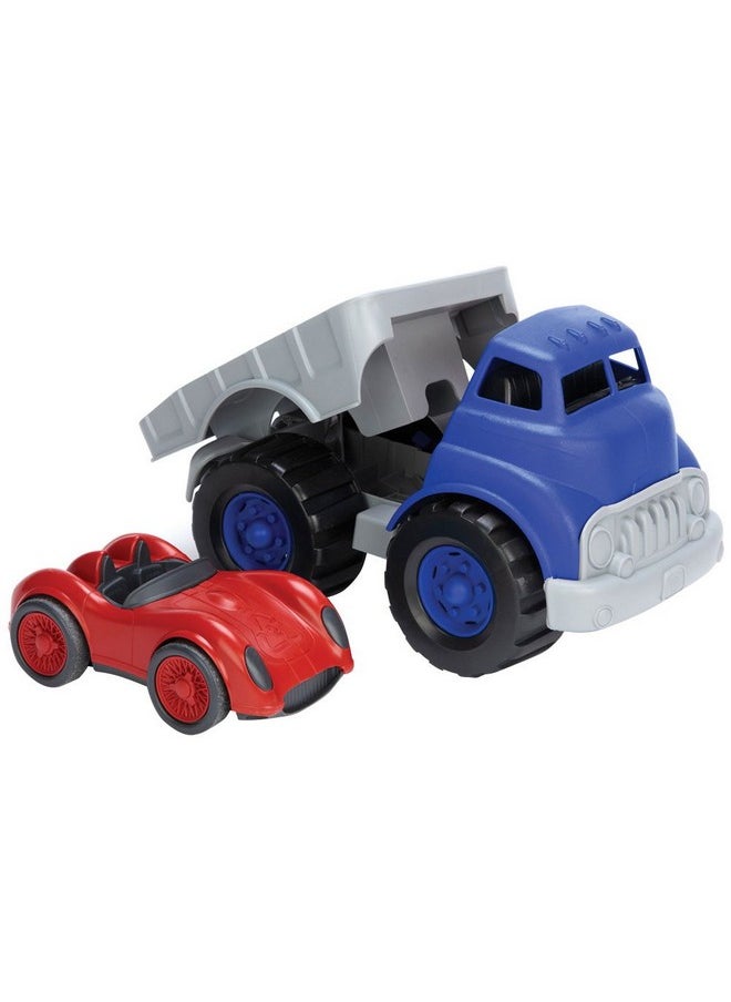 Green Toys Flat Bed Truck Blue/Grey & Race Car Red, 12 months - 6 years