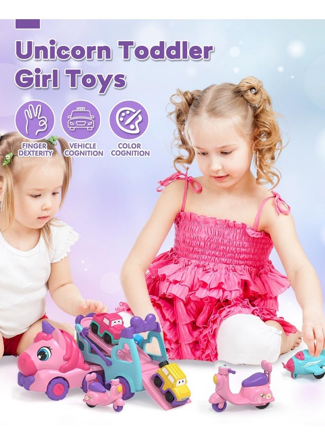 Lehoo Castle Toddler Girl Toys, 2 Year Old Girl Toys with Lights & Music, Toddler Toys 2-3, Unicorn Toys Girl Cars for Toddlers 1-3, Car Carrier Truck Toy, Gift for Girls