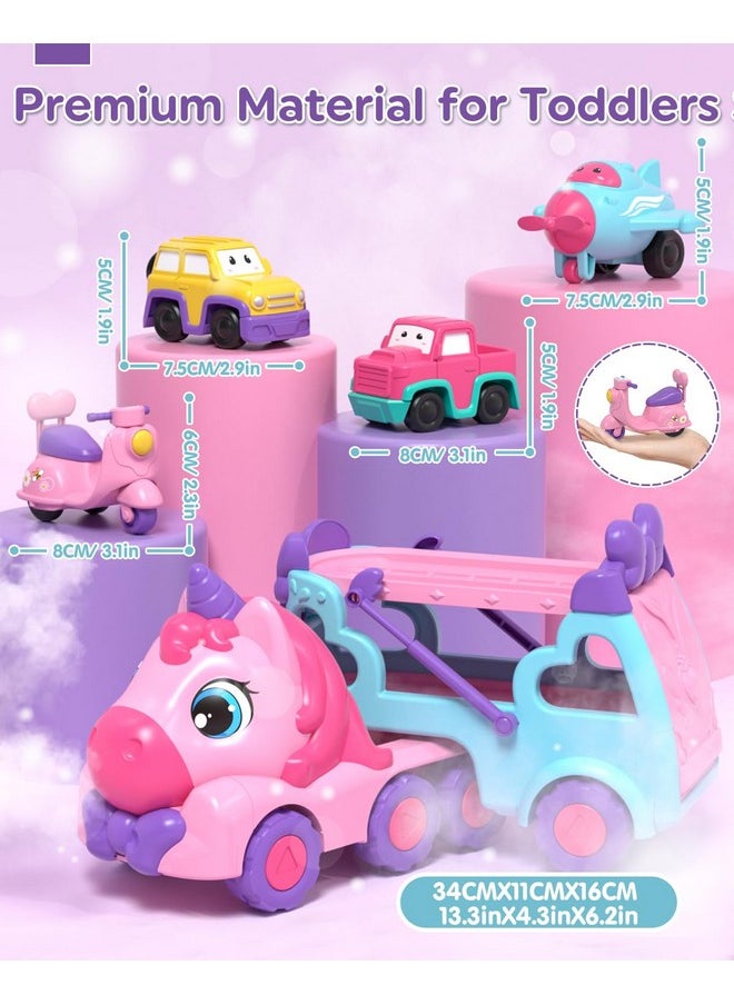 Lehoo Castle Toddler Girl Toys, 2 Year Old Girl Toys with Lights & Music, Toddler Toys 2-3, Unicorn Toys Girl Cars for Toddlers 1-3, Car Carrier Truck Toy, Gift for Girls