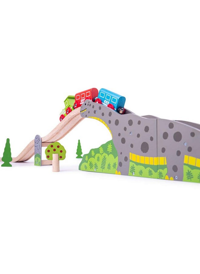 Bigjigs Rail Bronto Riser - Dinosaur Train Set Accessory, Wooden Train Track & Accessories, Railway Toys & Trains for Kids, Age 3+ Years, Train Not Included