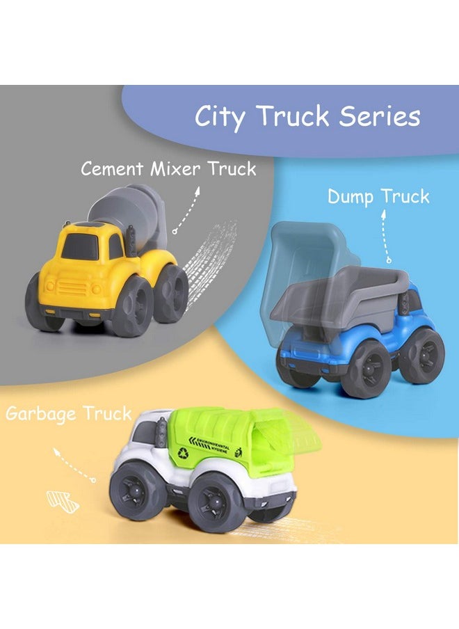 iPlay, iLearn 6PCS Friction Cars Toy Toddlers 1-3, Small Push Go Truck Kids Age 2-4, Mini Construction Vehicle Dump Garbage Fire Truck, Birthday Gifts Stocking Stuffer Cake Topper 12 18 Month Boy Girl