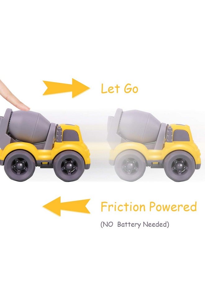 iPlay, iLearn 6PCS Friction Cars Toy Toddlers 1-3, Small Push Go Truck Kids Age 2-4, Mini Construction Vehicle Dump Garbage Fire Truck, Birthday Gifts Stocking Stuffer Cake Topper 12 18 Month Boy Girl