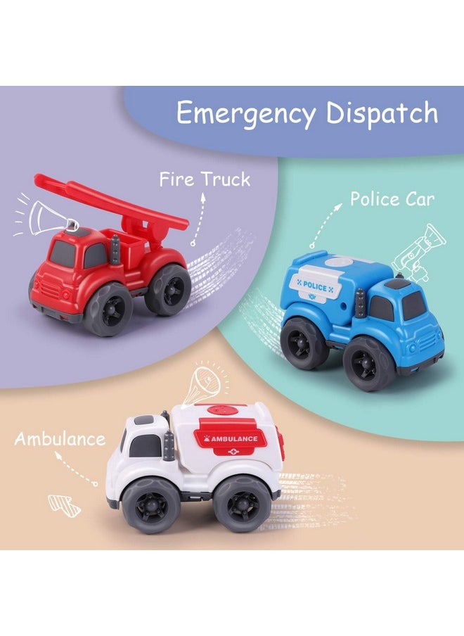 iPlay, iLearn 6PCS Friction Cars Toy Toddlers 1-3, Small Push Go Truck Kids Age 2-4, Mini Construction Vehicle Dump Garbage Fire Truck, Birthday Gifts Stocking Stuffer Cake Topper 12 18 Month Boy Girl