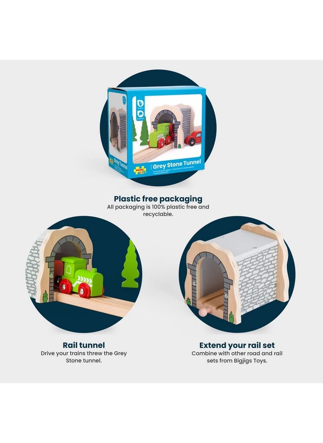 Bigjigs Rail Grey Stone Tunnel - Other Major Wooden Rail Brands are Compatible