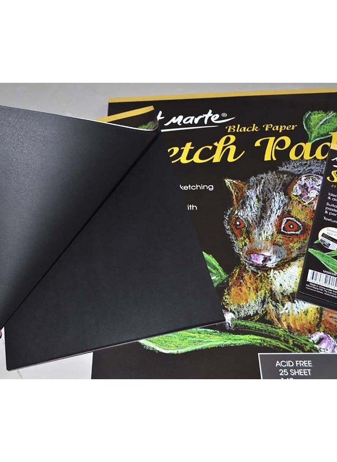 Mont Marte Black Paper Sketch Pad 25 Sheet 140gsm A4