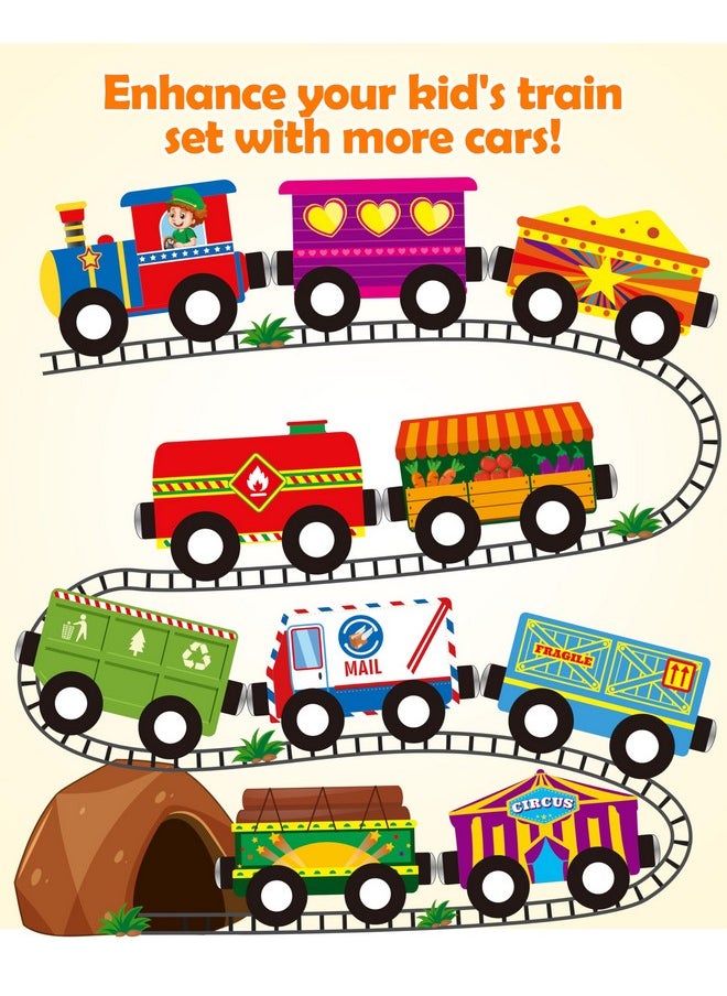 Vanmor Wooden Magnetic Train Set for Toddlers - 10 Piece Educational Toy Cars with Magnets Includes Storage Bag, Skill-Building Wood Trains Toys for Boys and Girls, Halloween for Kid