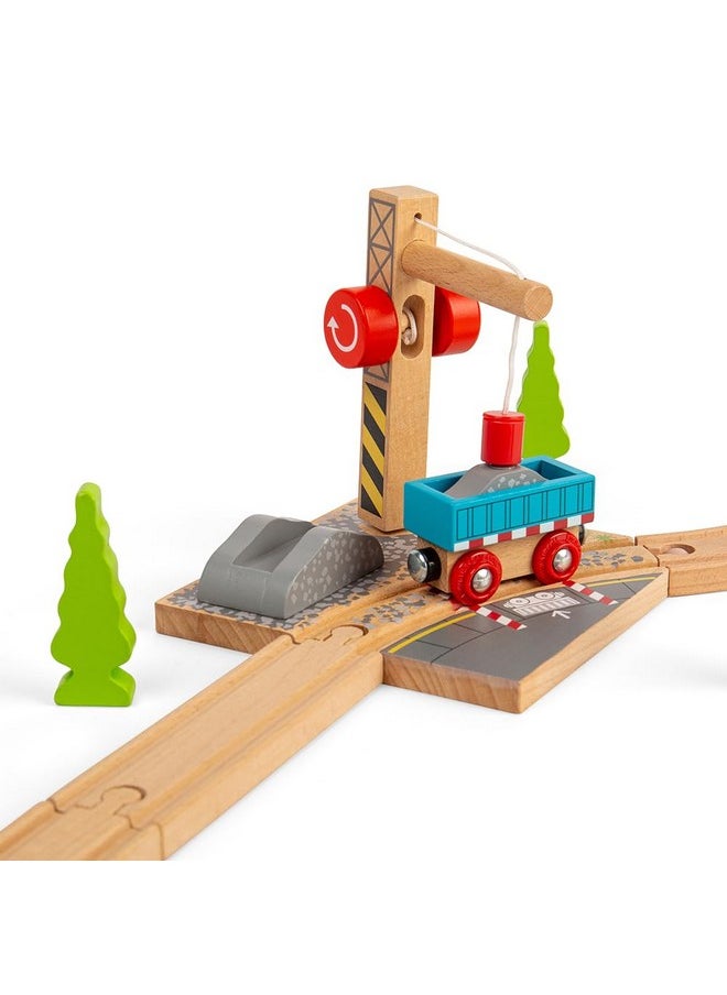 Bigjigs Rail Gravel Wooden Crane for Wooden Train Sets - Quality Bigjigs Train Accessories, Compatible with Other Major Wooden Railway Brands