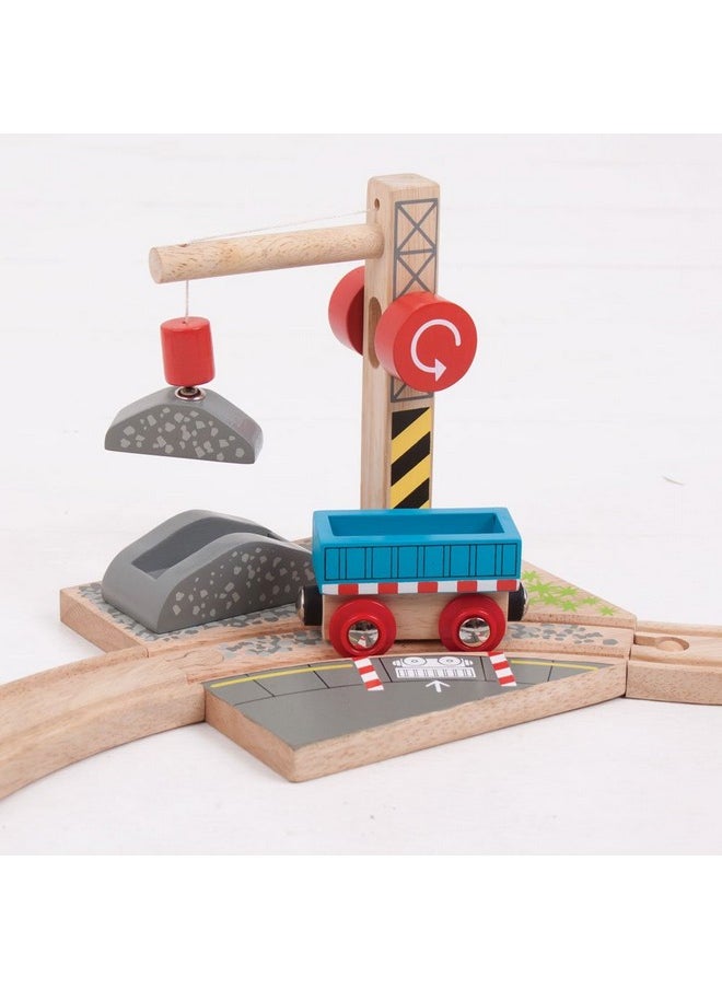 Bigjigs Rail Gravel Wooden Crane for Wooden Train Sets - Quality Bigjigs Train Accessories, Compatible with Other Major Wooden Railway Brands