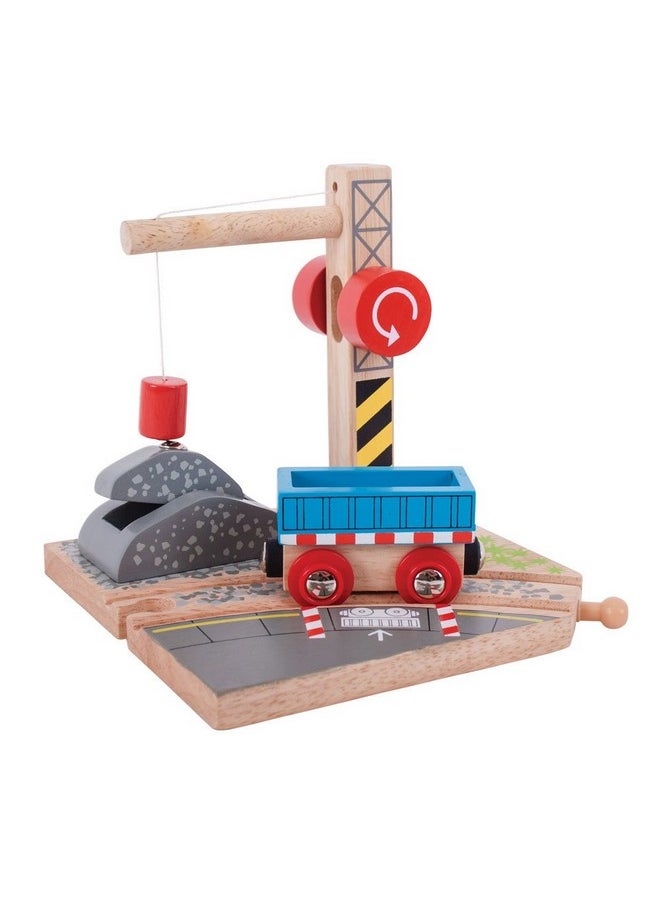 Bigjigs Rail Gravel Wooden Crane for Wooden Train Sets - Quality Bigjigs Train Accessories, Compatible with Other Major Wooden Railway Brands