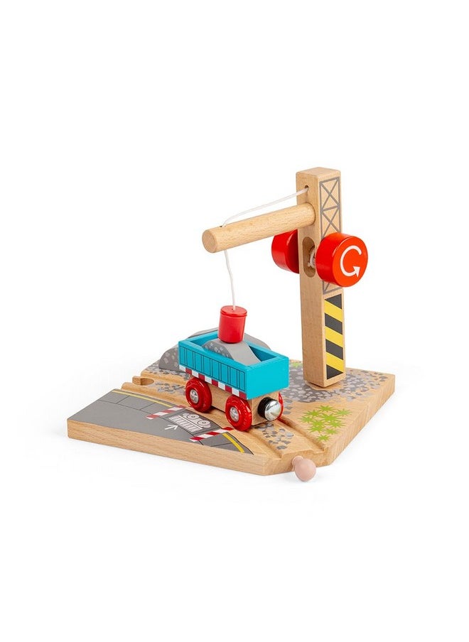 Bigjigs Rail Gravel Wooden Crane for Wooden Train Sets - Quality Bigjigs Train Accessories, Compatible with Other Major Wooden Railway Brands