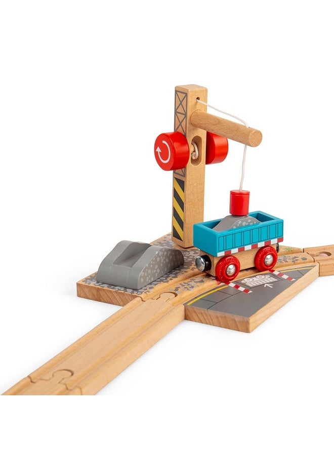 Bigjigs Rail Gravel Wooden Crane for Wooden Train Sets - Quality Bigjigs Train Accessories, Compatible with Other Major Wooden Railway Brands