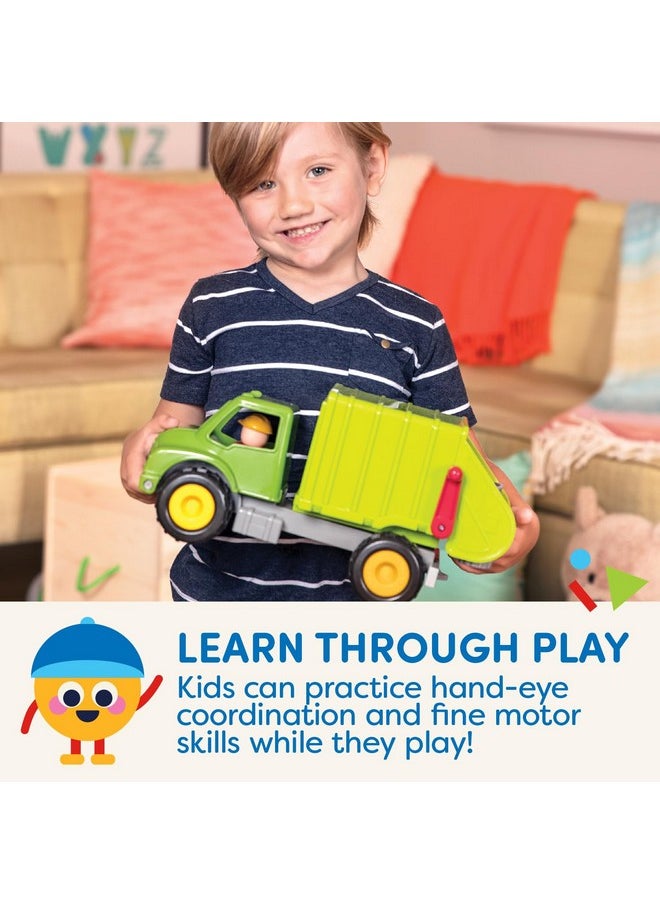 Battat - Green Recycling Truck - Classic Toddler Trucks - Eco-Friendly Toy - Soft Rubber Wheels - 18 Months + - Garbage Truck