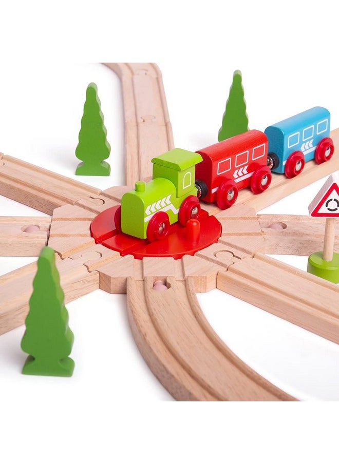 Bigjigs Rail 8 Way Turntable - Other Major Wooden Rail Brands are Compatible