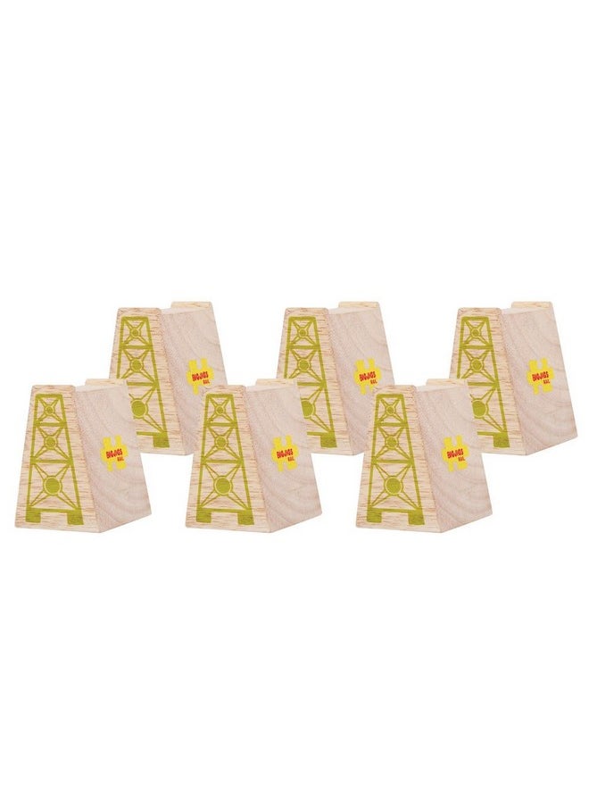 Bigjigs Rail High Level Blocks (Pack of 6) - Other Major Wooden Rail Brands are Compatible