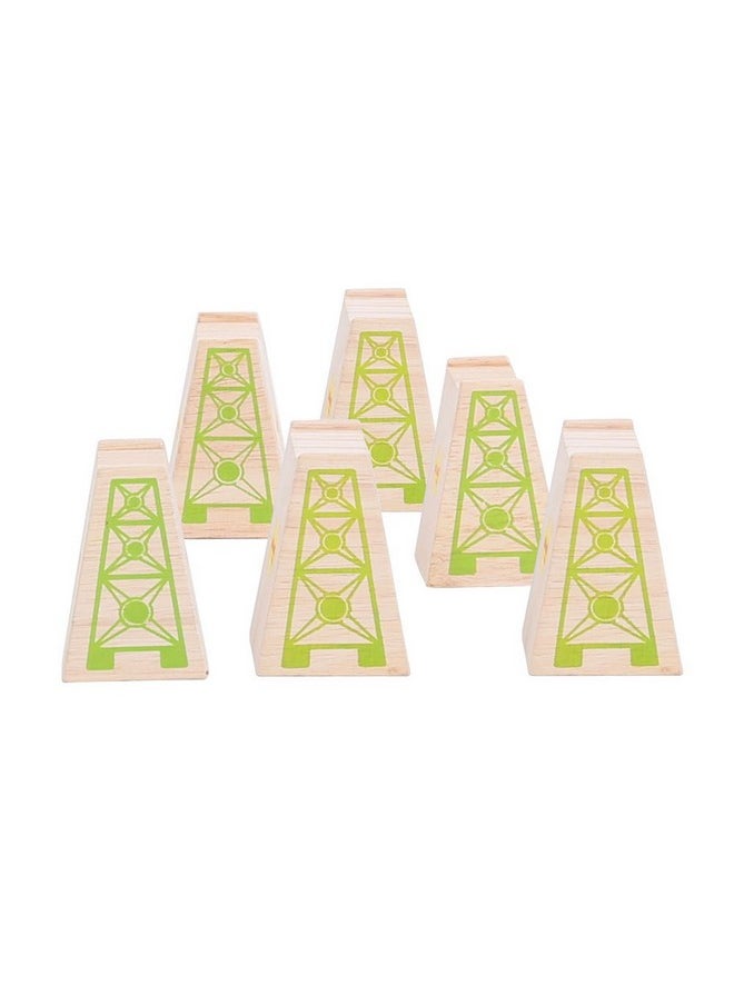 Bigjigs Rail High Level Blocks (Pack of 6) - Other Major Wooden Rail Brands are Compatible